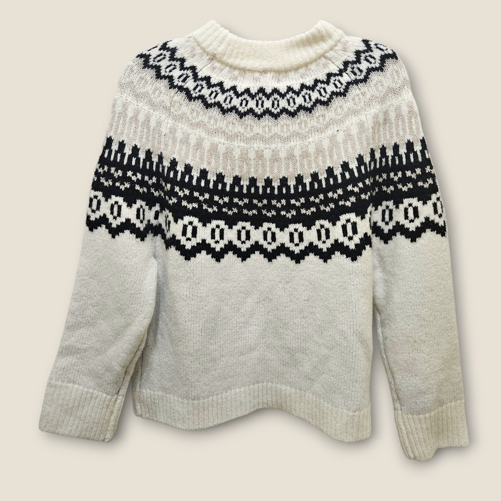 Universal Thread Cream Fair Isle Knit Pullover Sweater‎ Women's Size Small New